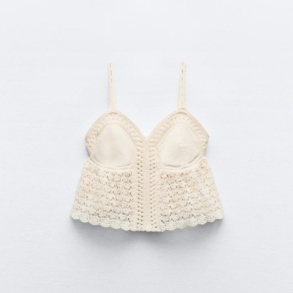 ZARA CROCHET POINTELLE TOP